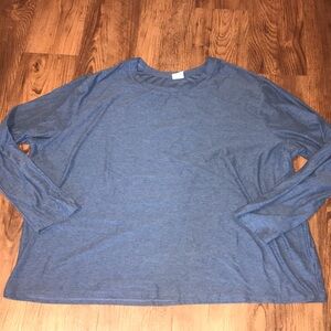 Athletic Works 3X XXXL Casual Lightweight Crewneck Long Sleeve Top Blue